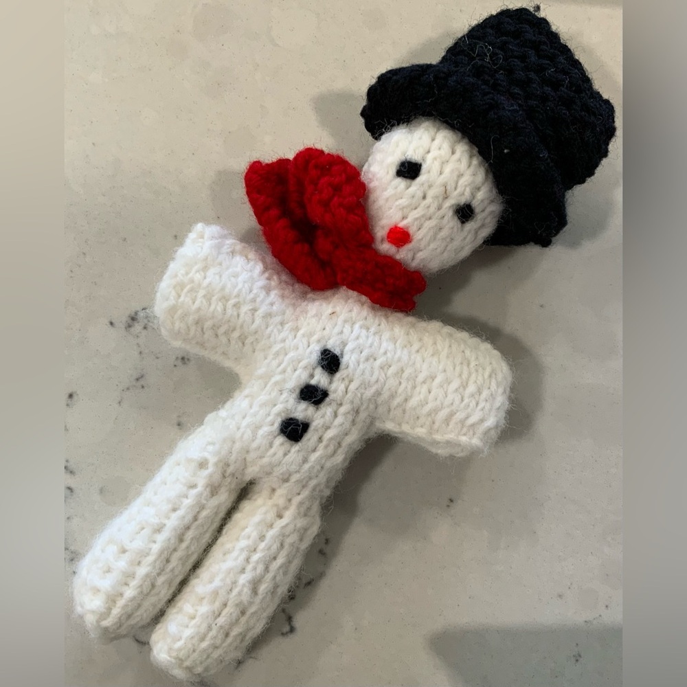 Crocheted Hand Crafted Yarn Snowman